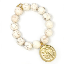 Creamy White Howlite with Gold Guardian Angel