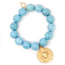 Blue Howlite with Gold Heart and Cross