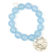 Blue Jade with Silver Scalloped St. Anthony
