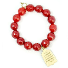 Faceted Ruby Jade with Gold St. Christopher