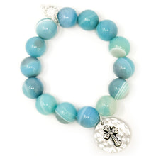 Caribbean Agate with Silver Faith Cross