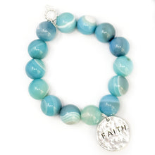 Caribbean Agate with Silver Faith Cross
