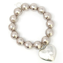 Faceted Mother of Pearl with Large Silver Heart