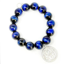 Midnight Tiger Eye with Mother of Pearl Flower Pave