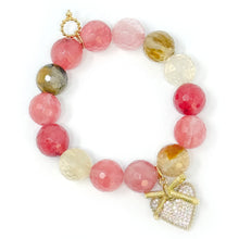 Faceted Cherry Quartz with Blush Pave Heart