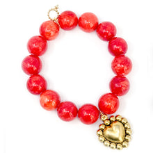 Tequila Sunrise Agate with Gold Puffy Heart