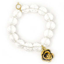 Faceted Clear Quartz with Gold Artisan Rose