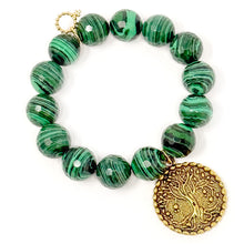 Faceted Malachite Agate with Large Gold Tree of Life