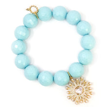Faceted Aloha Agate with Gold and Pearl Spreading Love Heart