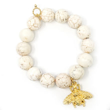 Creamy White Howlite with Gold Shiny Bee