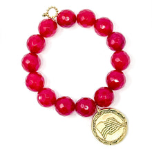 Faceted Ruby Jade with Gold Flag