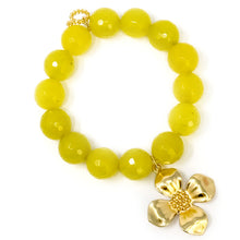Faceted Canary Agate with Gold Dogwood