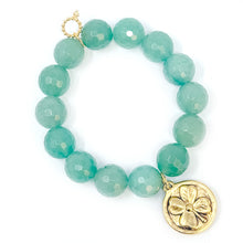 Faceted Green Aventurine with Gold Claddagh and Clover