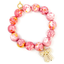 Pink and Orange Watercolor Agate with Large Pearl Bow