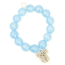 Blue Jade with Silver Pearl Bow