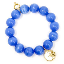 Electric Blue Calcite with Mother of Pearl Sun Rays