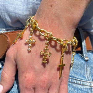 Wear Your Faith Signature Bracelet with 5 Cross Charms