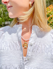Heirloom Rose Quartz Necklace with Matte Gold Dogwood