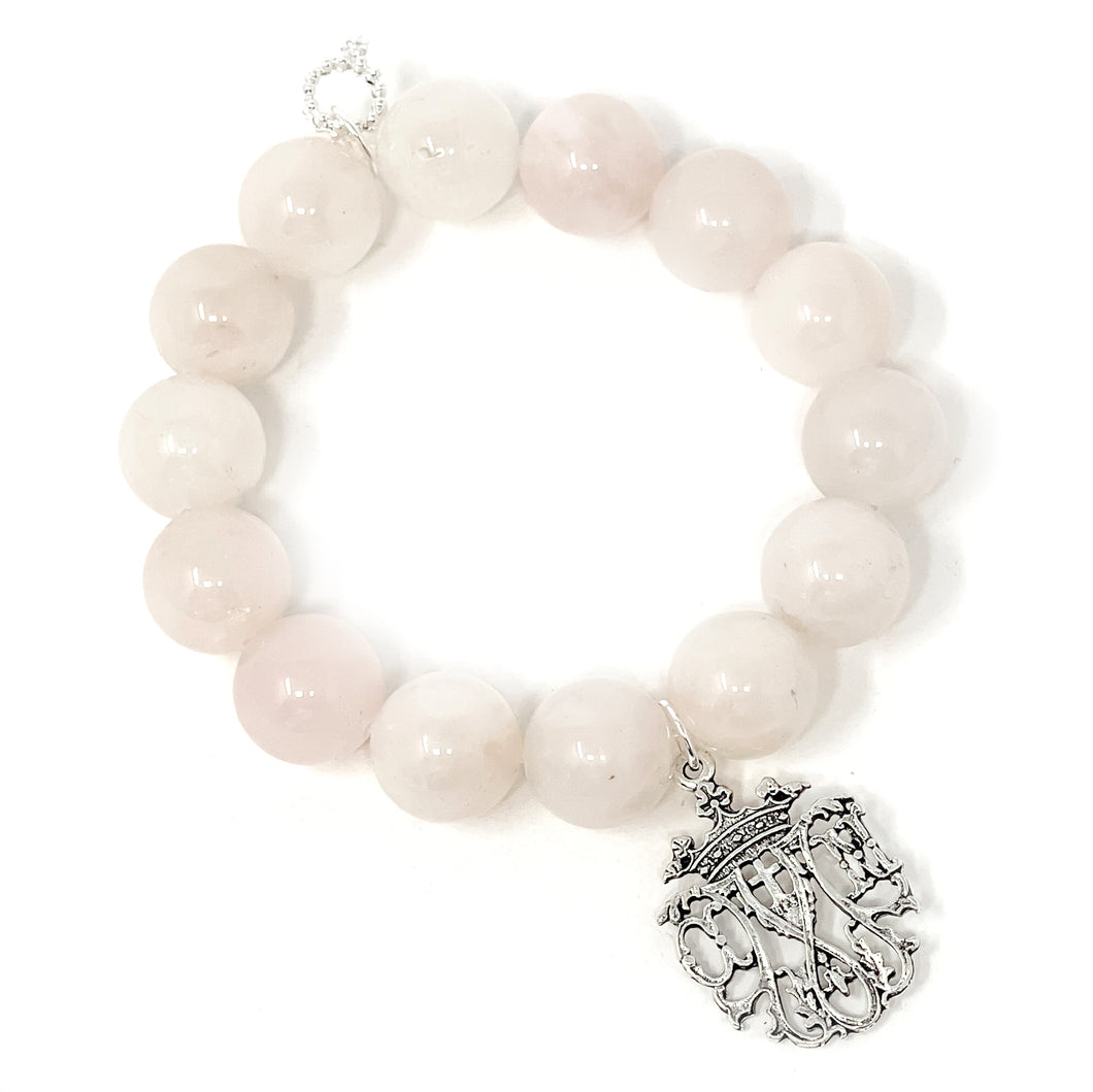 Private Collection- Rose Quartz with Silver Filagree Notre Dame