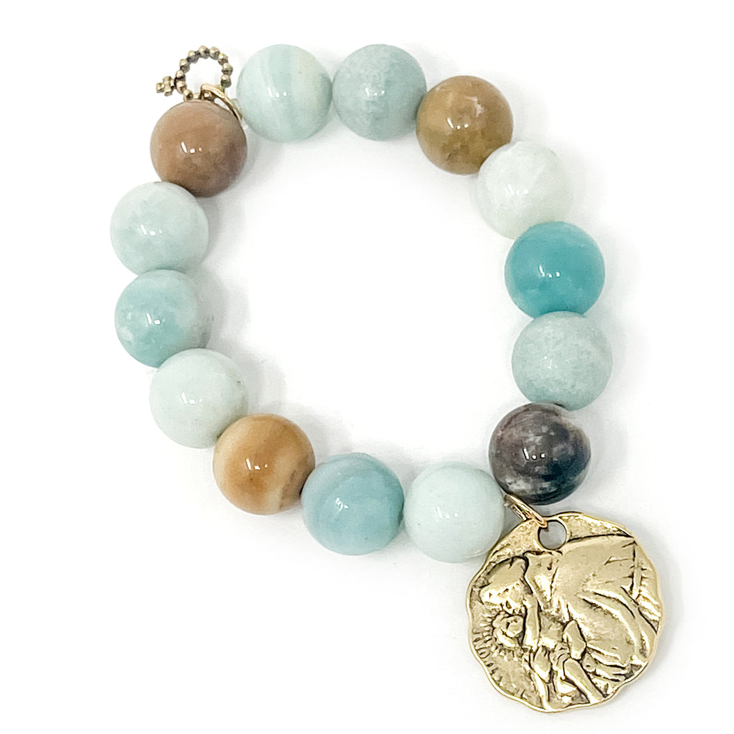 Private Collection- Amazonite with Gold Scalloped St. Anthony