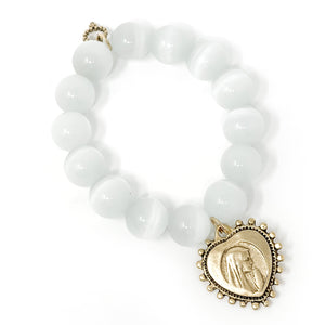 Private Collection- White Calcite with Gold Heart of Mary