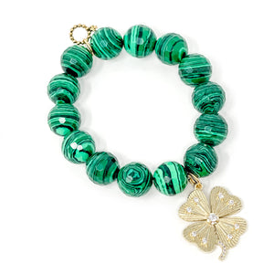 Faceted Malachite Agate with Large Crystal Clover