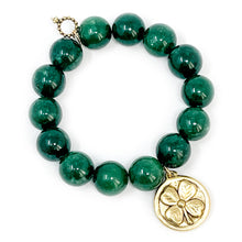 Kelly Green Agate with Gold Claddagh and Clover