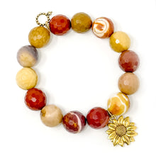 Faceted Mookaite with Gold Sunflower