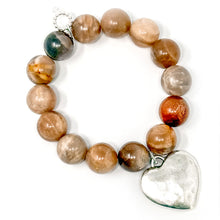 Moonstone with Large Silver Heart