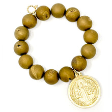 Bronze Druzy Agate with Large Gold St. Benedict