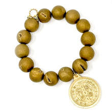 Bronze Druzy Agate with Large Gold St. Benedict