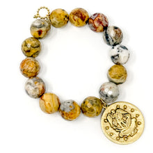 Faceted Desert Sand Agate with Large Gold St. Michael