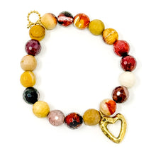10mm Faceted Mookaite with Gold Open Heart