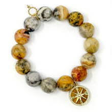 Faceted Desert Sand Agate with Tiger Eye Compass