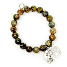 10mm California Camouflage Agate with St. Francis and Silver Dog Paw