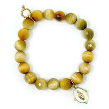 10mm Faceted Sunkissed Tiger Eye with White Blessed Mother