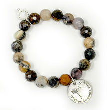 10mm Faceted Granite Jasper with Silver Dandelion Wishes Come True