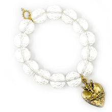 Faceted Clear Quartz with Gold Sacred Heart
