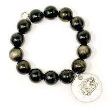Obsidian with Silver Scalloped St. Anthony