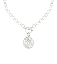 Heirloom Circle Loop Necklace with Silver Guardian Angel