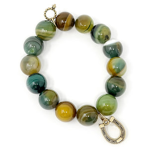 Chartreuse Agate with Gold Horseshoe