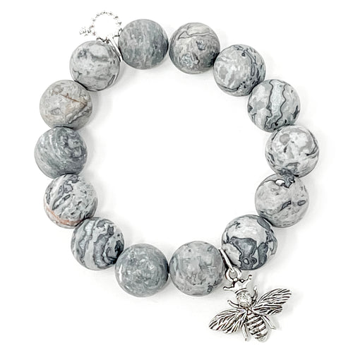 Faceted Agate with Silver Queen Bee