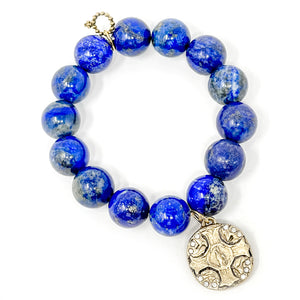 Lapis with Gold Crystal Cross