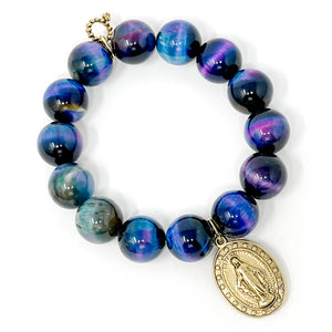 Northern Lights Tiger Eye with Gold Classic Blessed Mother