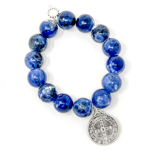 Dumortierite with Silver Classic Protection of St. Benedict