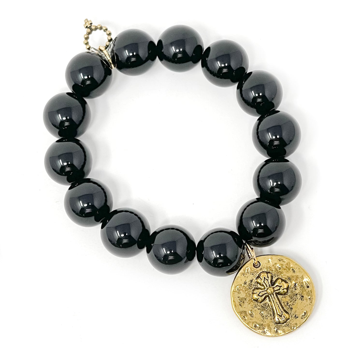 Black Onyx with Gold Faith Cross