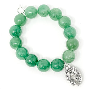 Aventurine with Classic Silver Blessed Mother