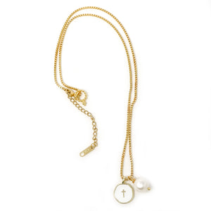18” Non-Tarnish Box Chain with Pearls of Wisdom - Faith
