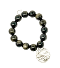Obsidian with Silver Scalloped St. Anthony