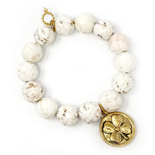 Faceted Creamy White Howlite with Gold Claddagh